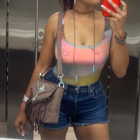 Western style fringe and turquoise crossbody bag brand new and so cute - Picture 4 of 4